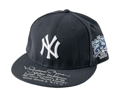 Mariano Rivera "602 Saves" New York Yankees Signed Hat with Inscriptions